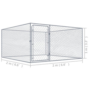 Recinto per Cani da Esterno in Acciaio Zincato 2x2x1 m 170819