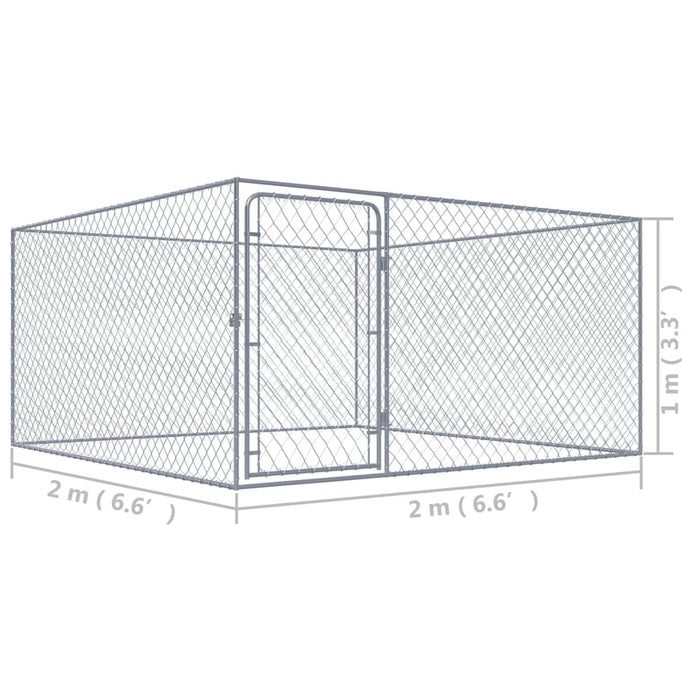 Recinto per Cani da Esterno in Acciaio Zincato 2x2x1 m 170819