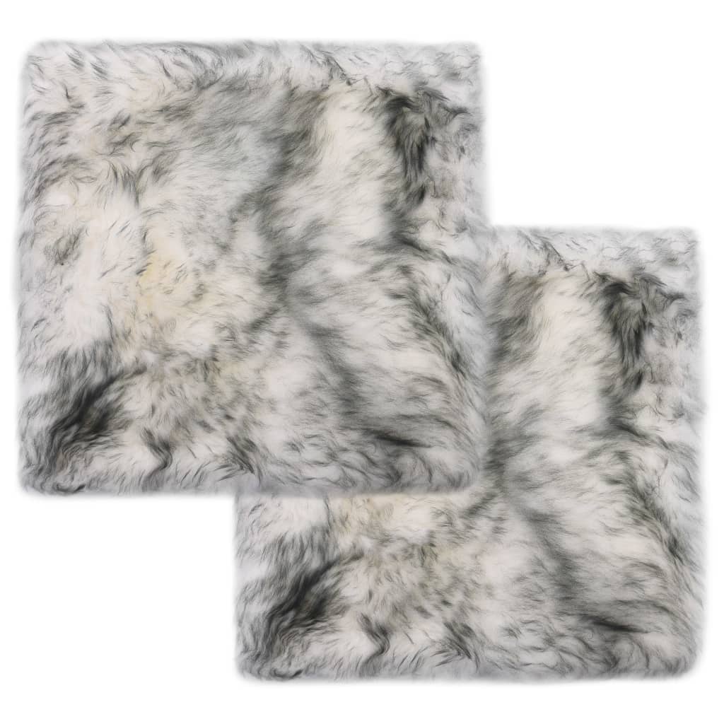 Cuscini Sedie 2pz Melange Grigio Scuro 40x40cm Pelle di Montone 283889