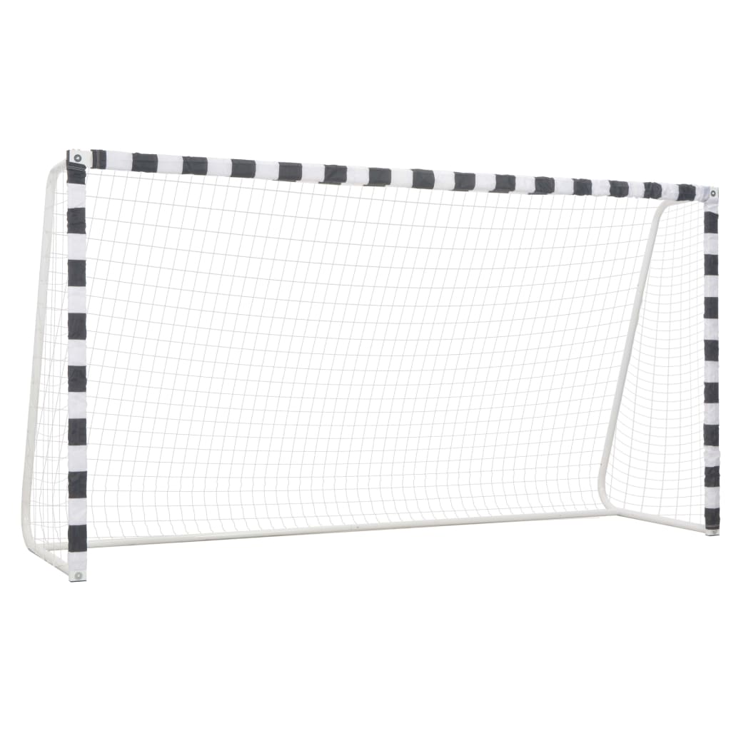 Porta da Calcio 300x160x90 cm in Metallo Bianco e Nero 91953