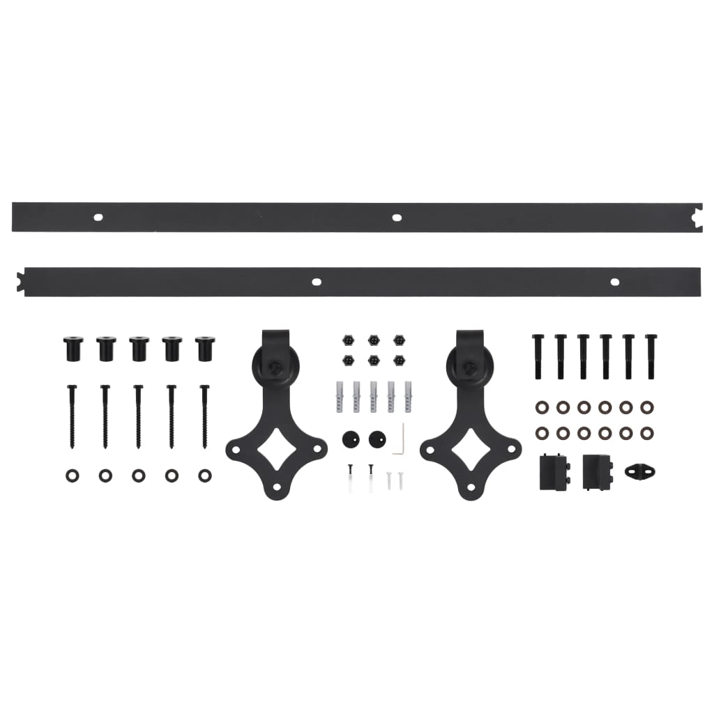 Kit di Binari per Porte Scorrevoli 183 cm in Acciaio Nero 145260