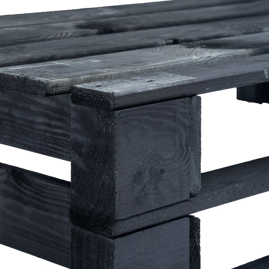 Panca Angolare da Giardino su Pallet in Legno Nera 45763