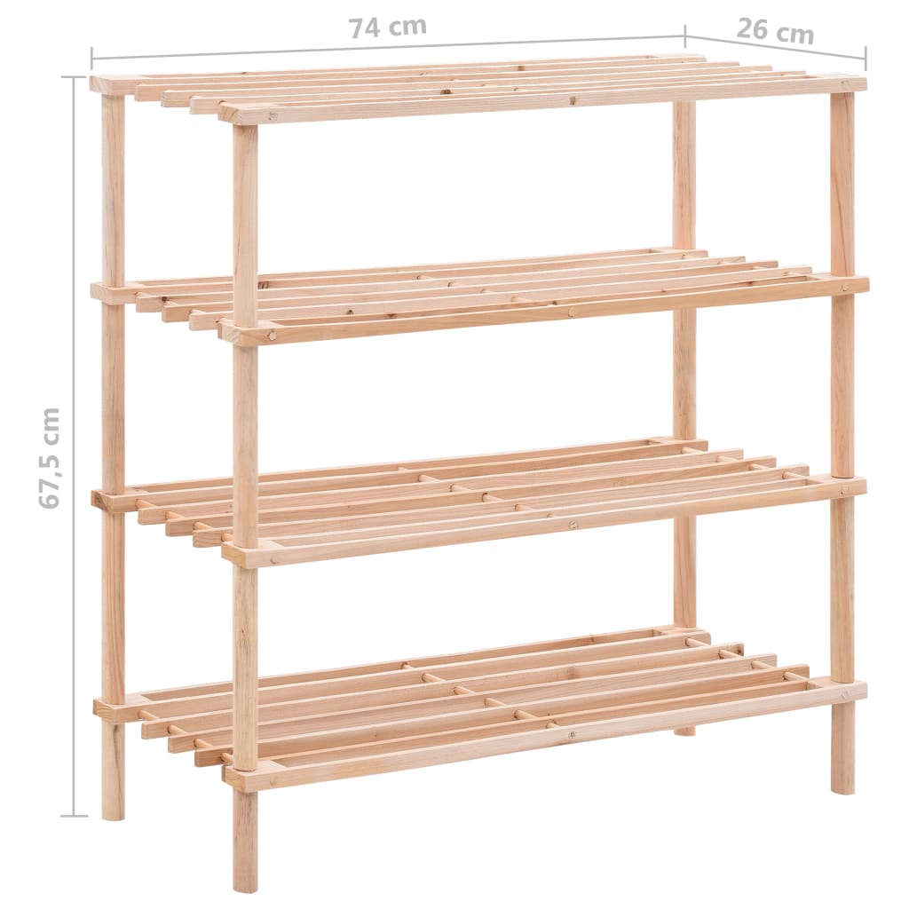 Scarpiera a 4 Livelli in Legno Massello di Abete 285201