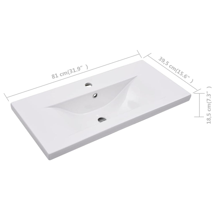 Lavabo da Incasso 81x39,5x18,5 cm in Ceramica Bianco cod mxl 53573