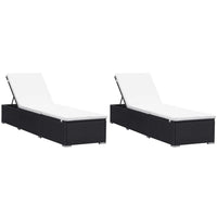 Lettini Prendisole con Cuscini 2 pz in Polyrattan Nero 277088