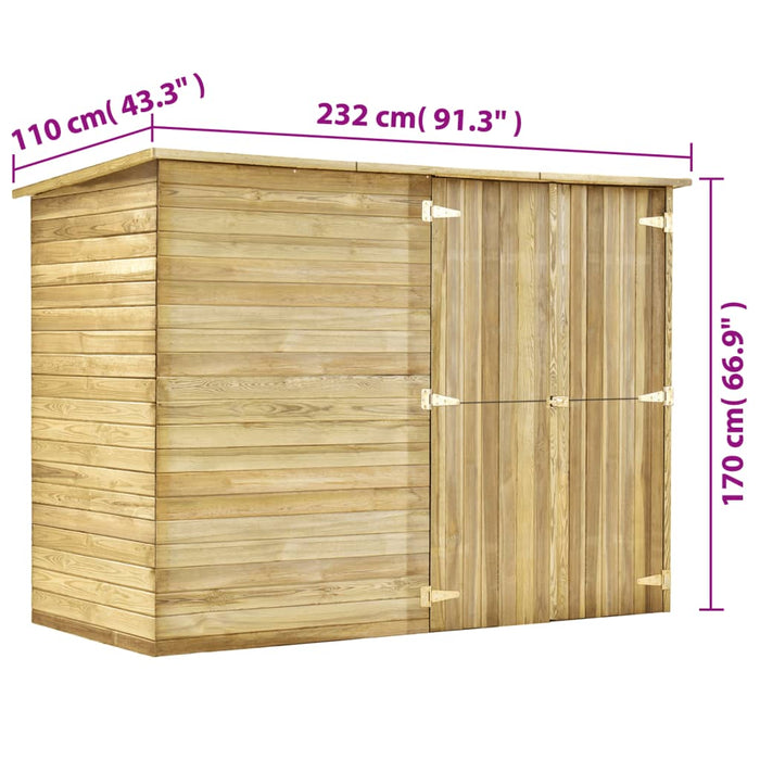 Ripostiglio da Giardino 232x110x170 cm in Legno di Pino Impregnato cod mxl 52254