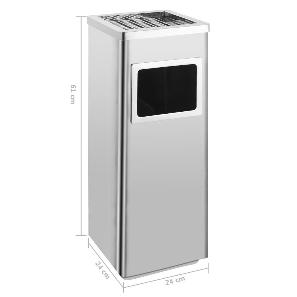 Pattumiera con Posacenere da Albergo 36 L Acciaio Inox 51090