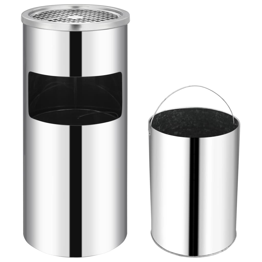 Pattumiera con Posacenere da Parete Acciaio Inox 26 L cod mxl 74424