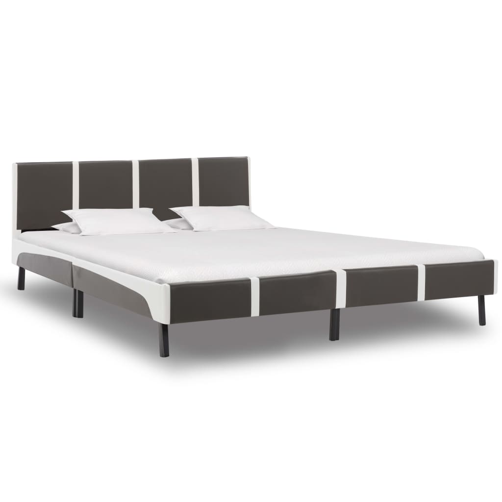 Letto Materasso Bianco Grigio Similpelle 180x200cm 277539