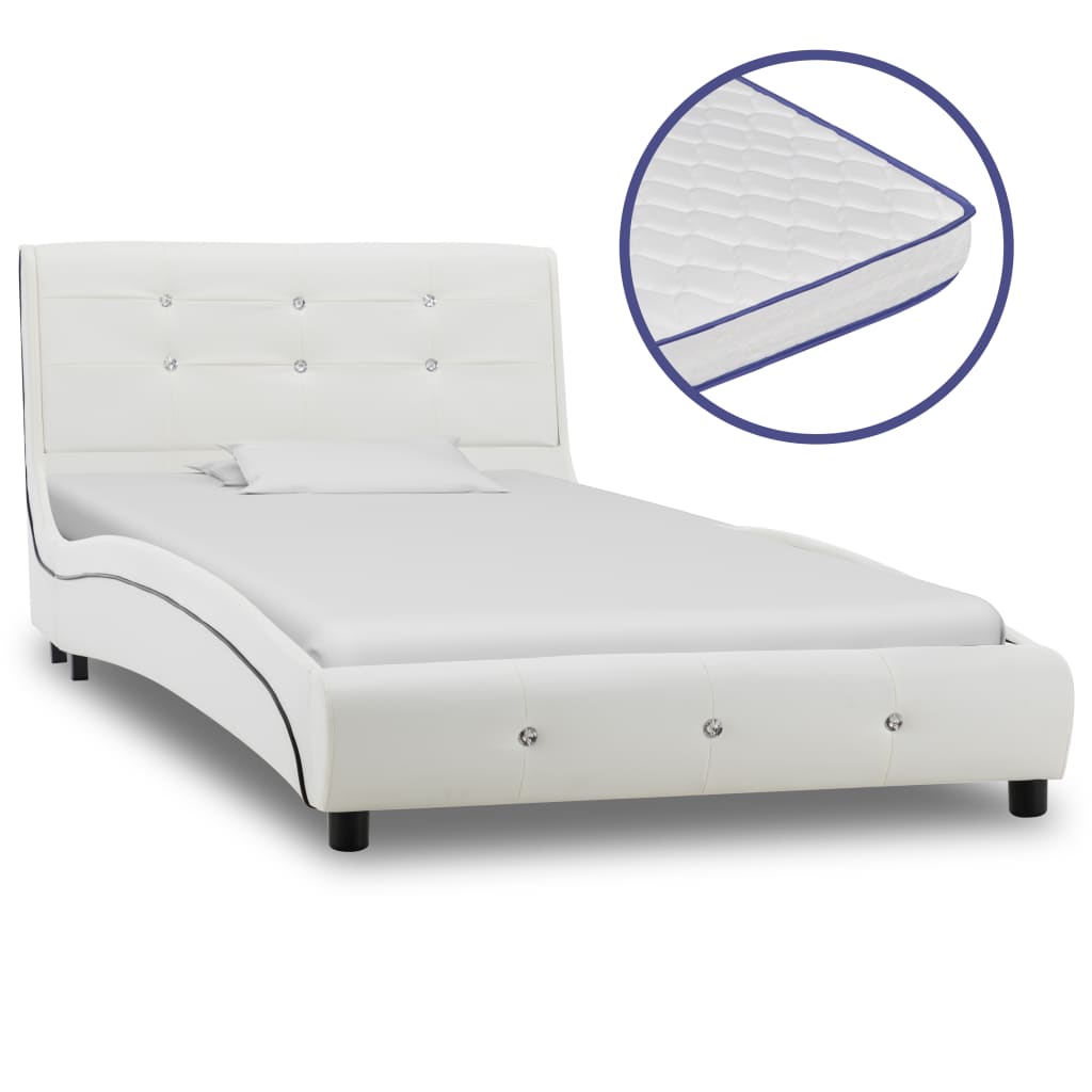 Letto con Materasso Memory Foam Bianco in Similpelle 90x200 cm  cod mxl 64981