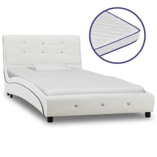 Letto con Materasso Memory Foam Bianco in Similpelle 90x200 cm 277554