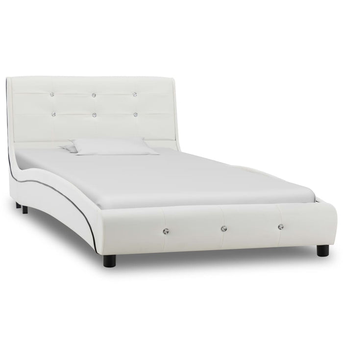 Letto con Materasso Memory Foam Bianco in Similpelle 90x200 cm 277554