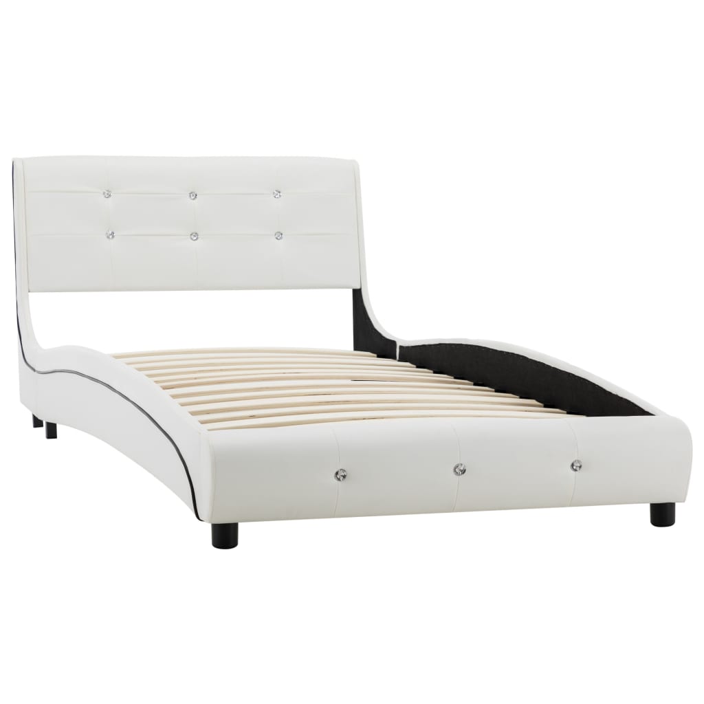 Letto con Materasso Memory Foam Bianco in Similpelle 90x200 cm 277554