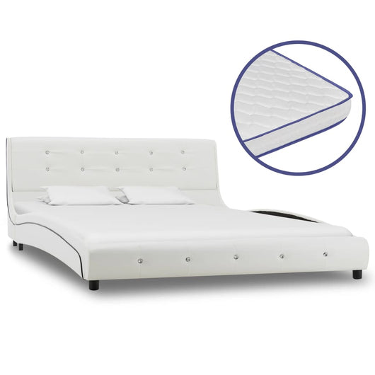 Letto con Materasso Memory Foam Bianco in Similpelle 140x200 cm cod mxl 64875