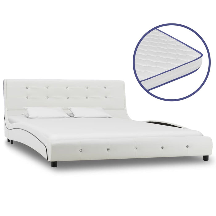 Letto con Materasso Memory Foam Bianco in Similpelle 140x200 cm cod mxl 64875