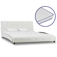 Letto con Materasso Memory Foam Bianco in Similpelle 140x200 cm 277556