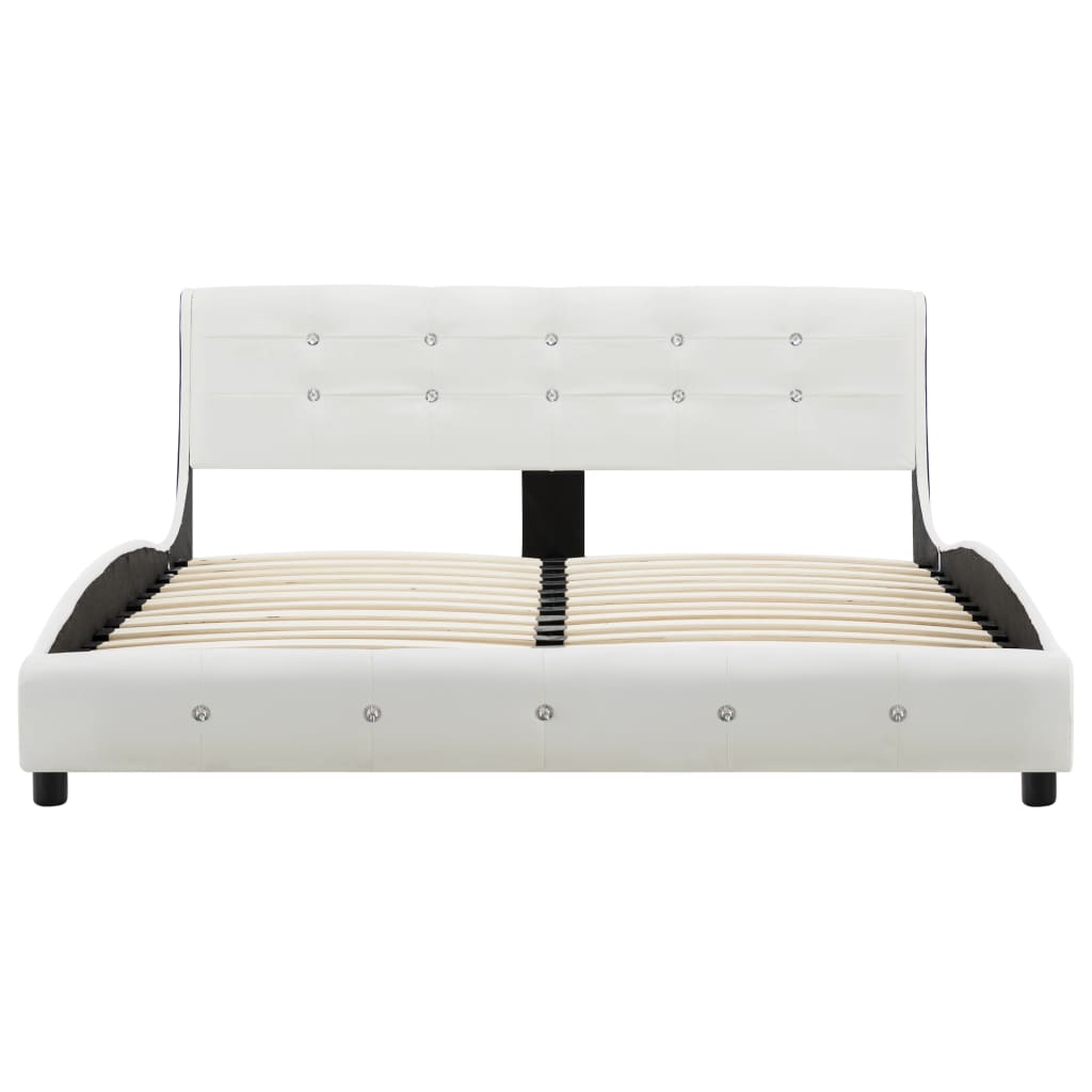 Letto con Materasso Memory Foam Bianco in Similpelle 140x200 cm 277556