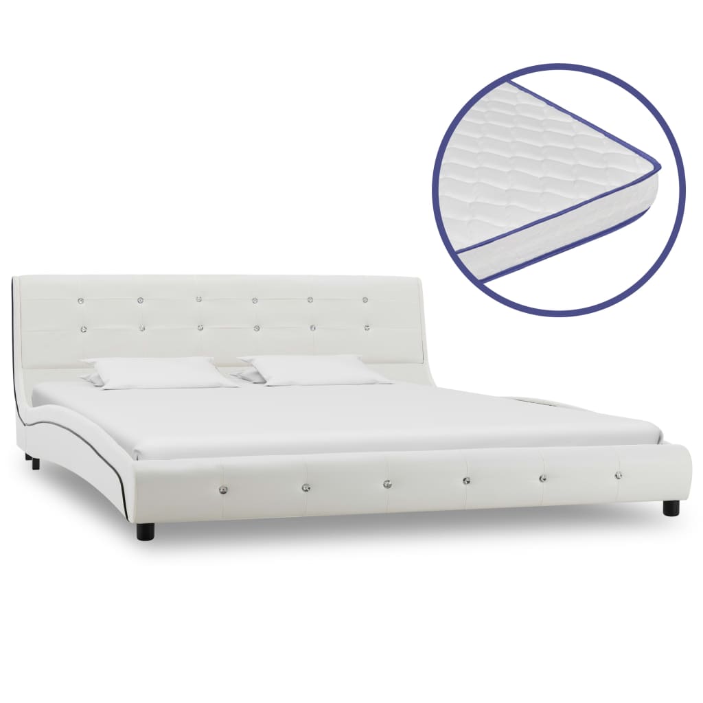 Letto con Materasso Memory Foam Bianco in Similpelle 160x200 cm cod mxl 62323