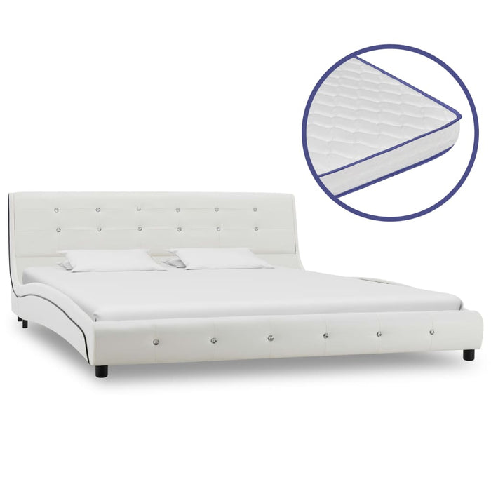 Letto con Materasso Memory Foam Bianco in Similpelle 160x200 cm cod mxl 62323