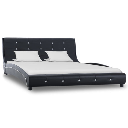 Letto con Materasso Memory Foam Nero in Similpelle 140x200 cm