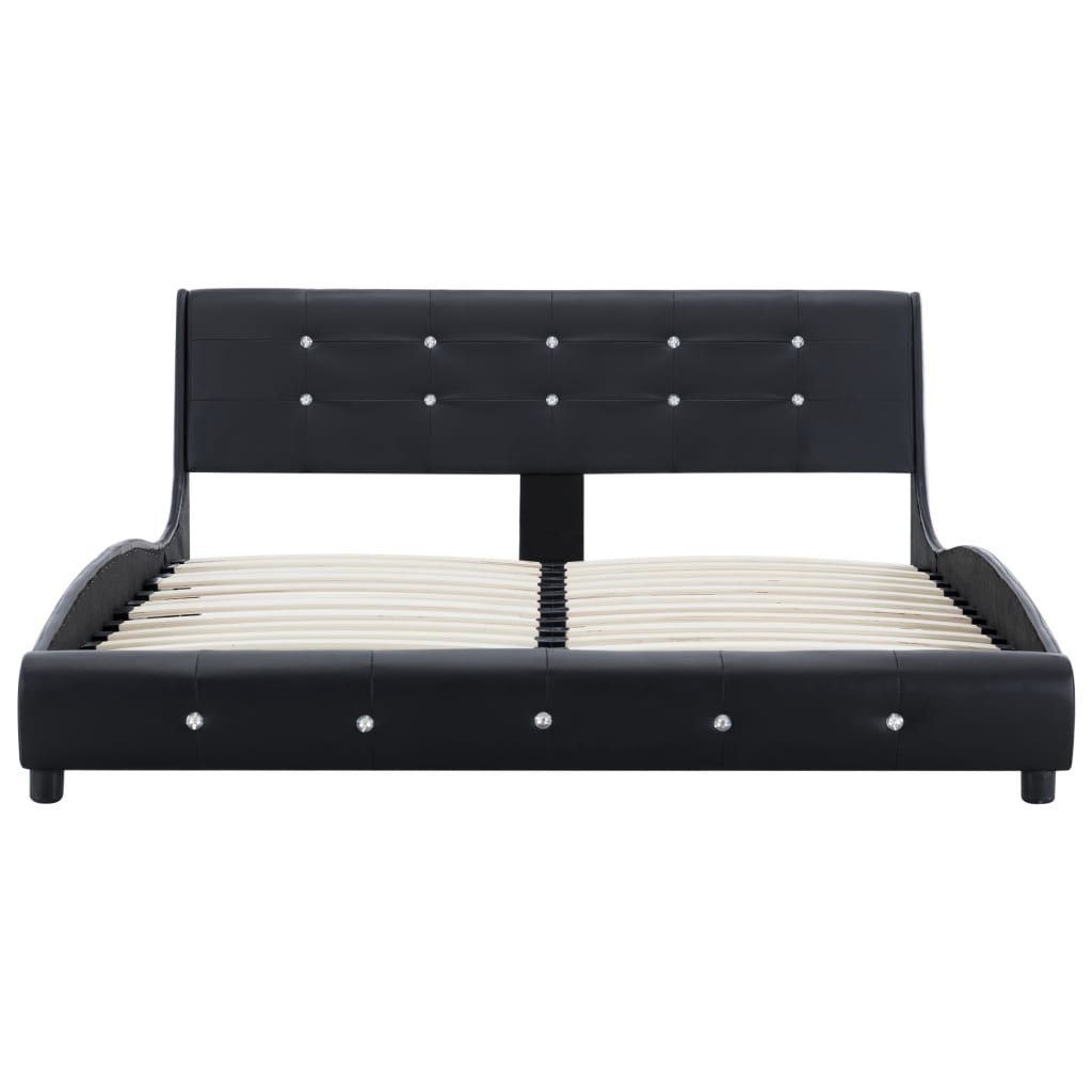 Letto con Materasso Memory Foam Nero in Similpelle 140x200 cm