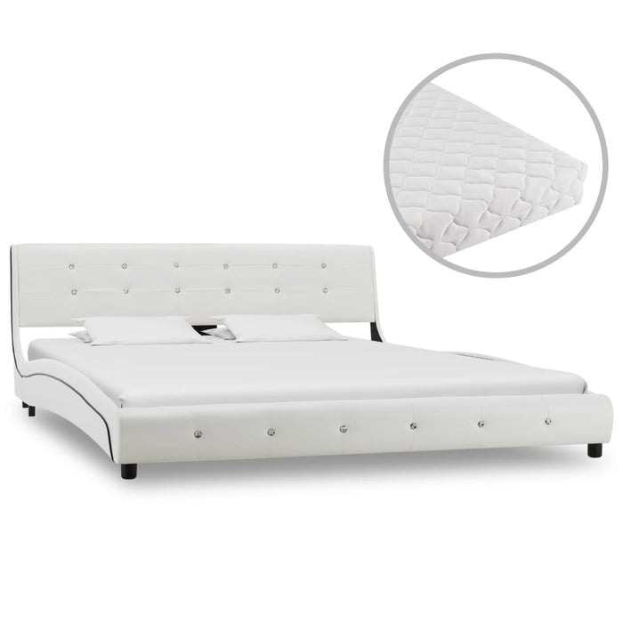 Letto con Materasso Bianco in Similpelle 160x200 cm cod mxl 65069