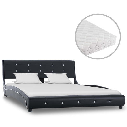 Letto con Materasso Nero in Similpelle 140x200 cm cod mxl 54227