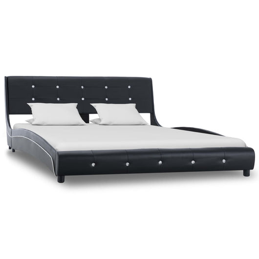 Letto con Materasso Nero in Similpelle 140x200 cm cod mxl 54227