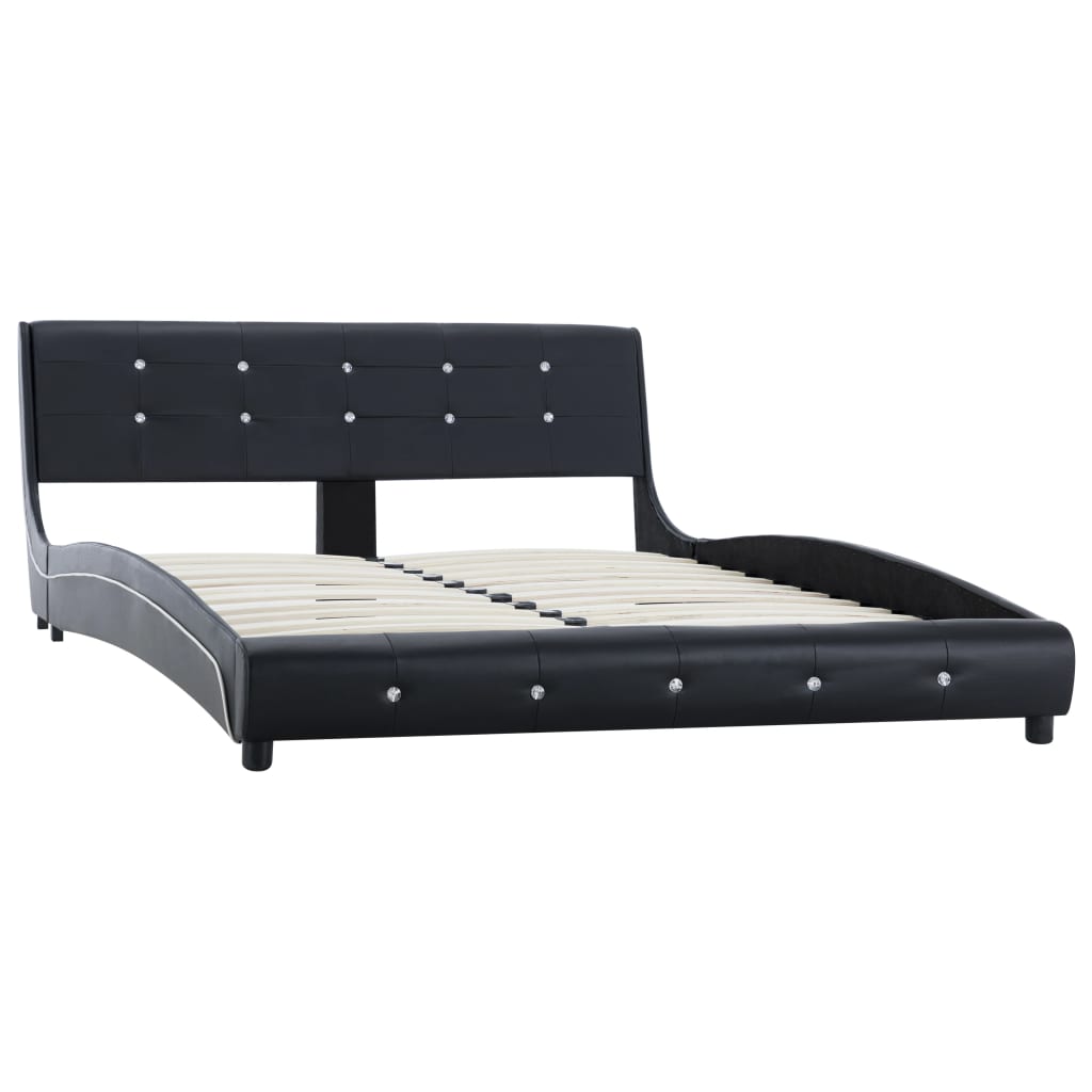 Letto con Materasso Nero in Similpelle 140x200 cm cod mxl 54227