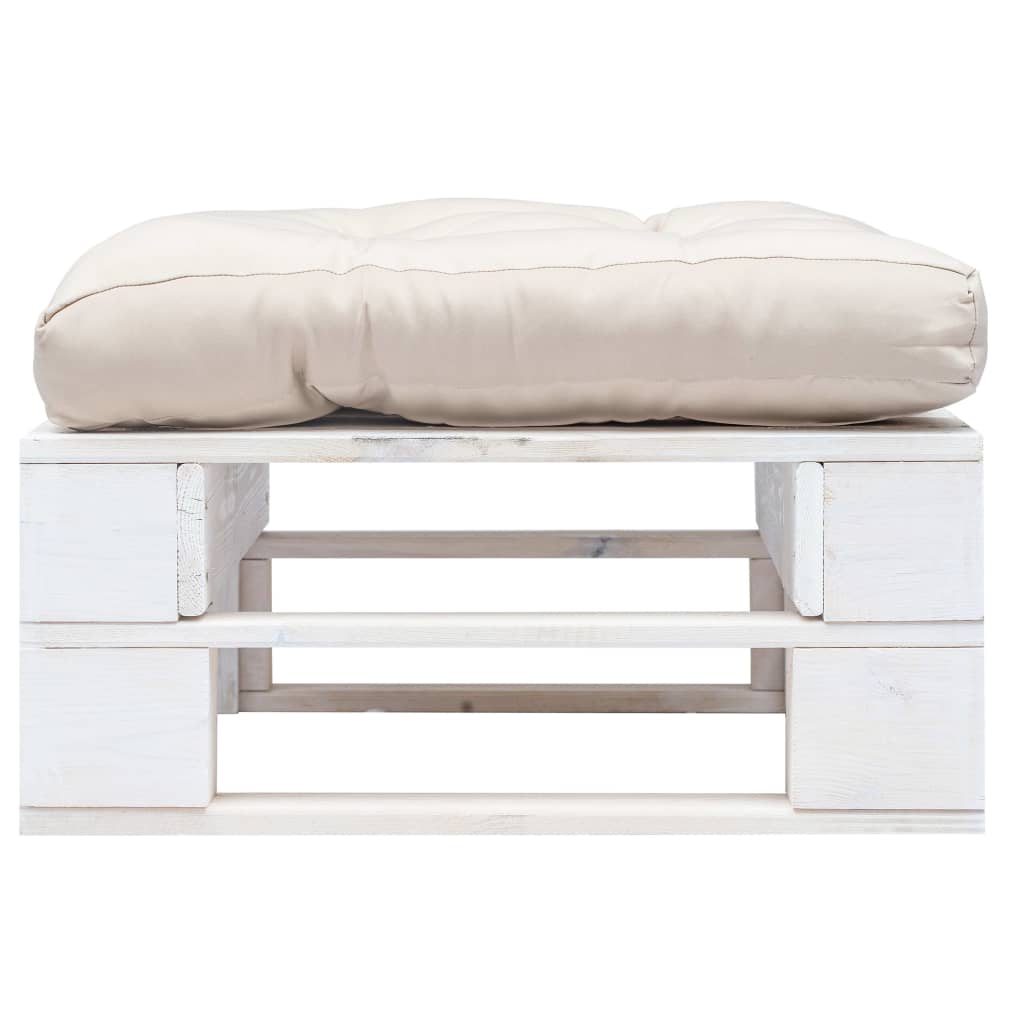 Ottomana Pallet da Giardino con Cuscino Bianco Sabbia in Legno 277374