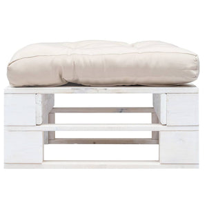 Ottomana Pallet da Giardino con Cuscino Bianco Sabbia in Legno 277374