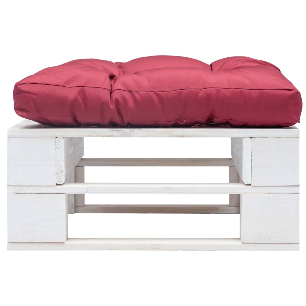 Ottomana Pallet da Giardino con Cuscino Rosso in Legno Bianco 277376