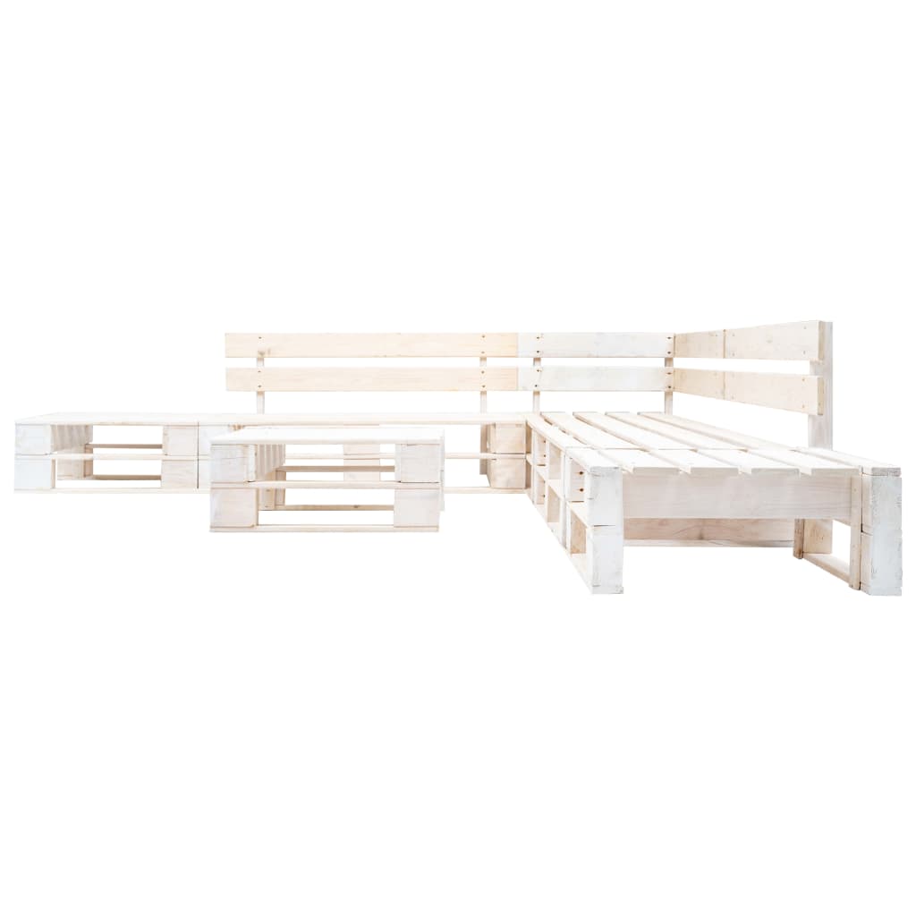 Set Divani da Giardino su Pallet 6 pz in Legno Bianco 277395