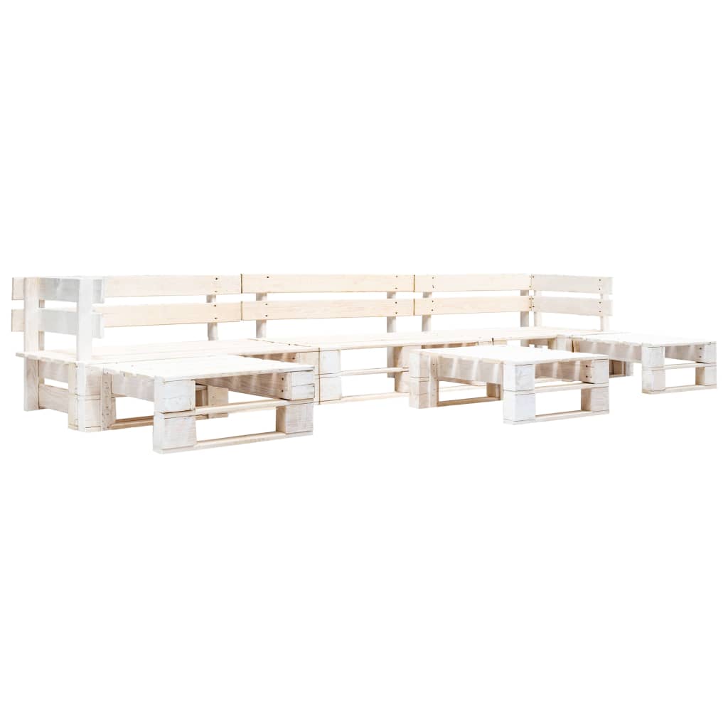 Set Divani da Giardino su Pallet 6 pz in Legno Bianco 277399