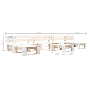 Set Divani da Giardino su Pallet 6 pz in Legno Bianco 277399