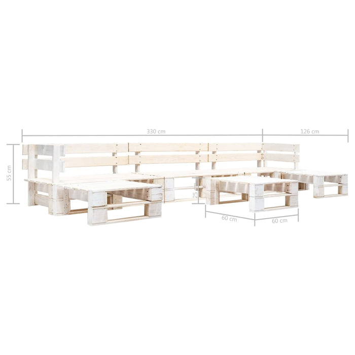 Set Divani da Giardino su Pallet 6 pz in Legno Bianco 277399