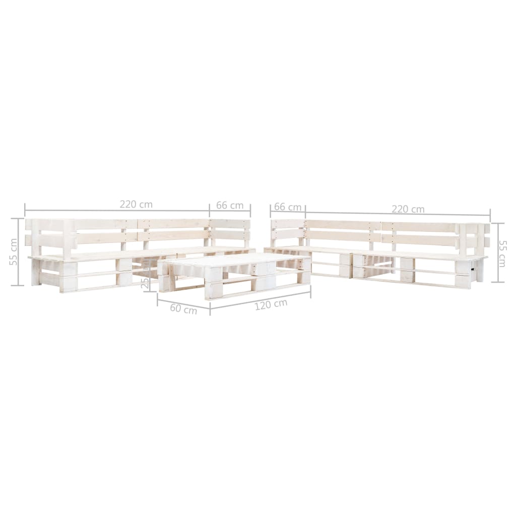 Set Divani da Giardino su Pallet 6 pz in Legno Bianco cod mxl 42541