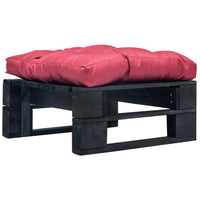 Ottomana Pallet da Giardino con Cuscino Rosso in Legno Nero 277409