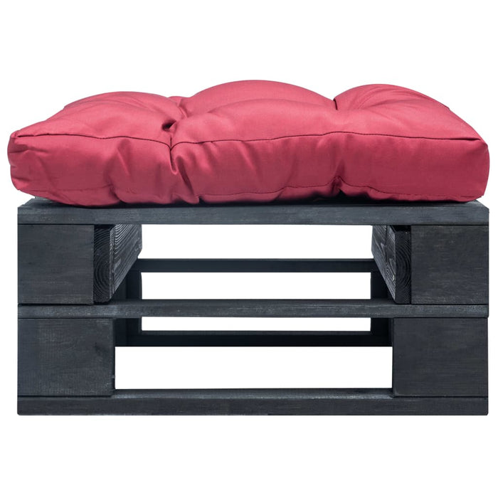 Ottomana Pallet da Giardino con Cuscino Rosso in Legno Nero 277409