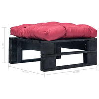 Ottomana Pallet da Giardino con Cuscino Rosso in Legno Nero 277409