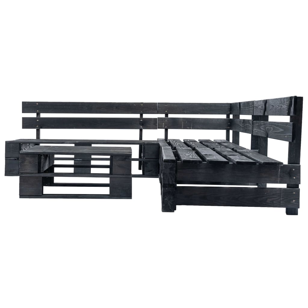 Divani da Giardino su Pallet 4 pz Neri in Legno 277420