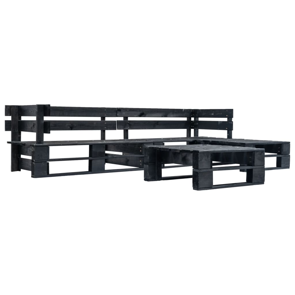 Set Divani da Giardino su Pallet 4 pz con Cuscini Rossi Legno 277427