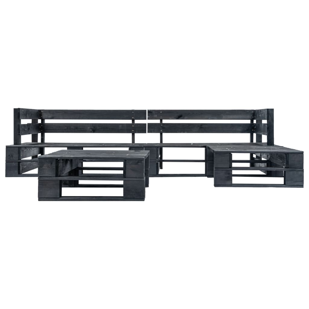 Set Divani da Giardino su Pallet 4 pz con Cuscini Rossi Legno 277427