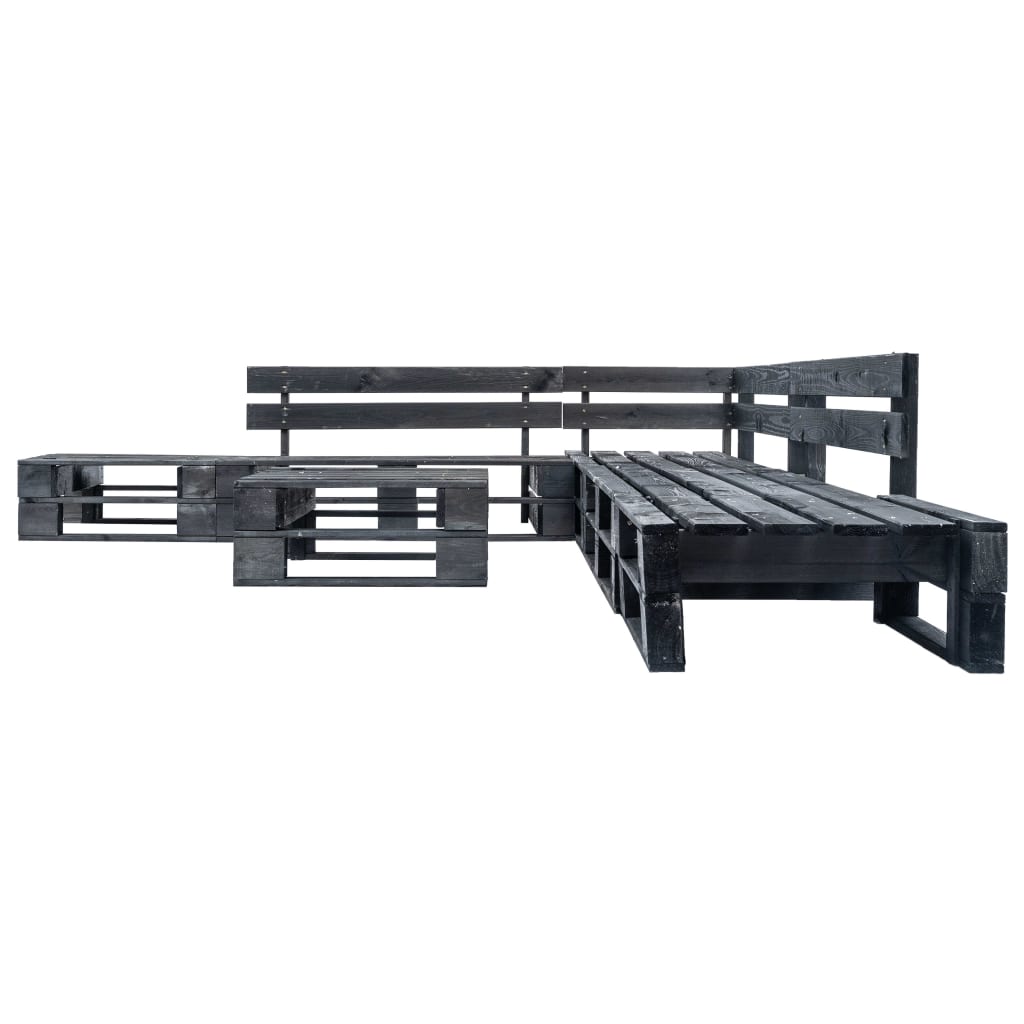 Divani da Giardino su Pallet 6 pz Neri in Legno 277428