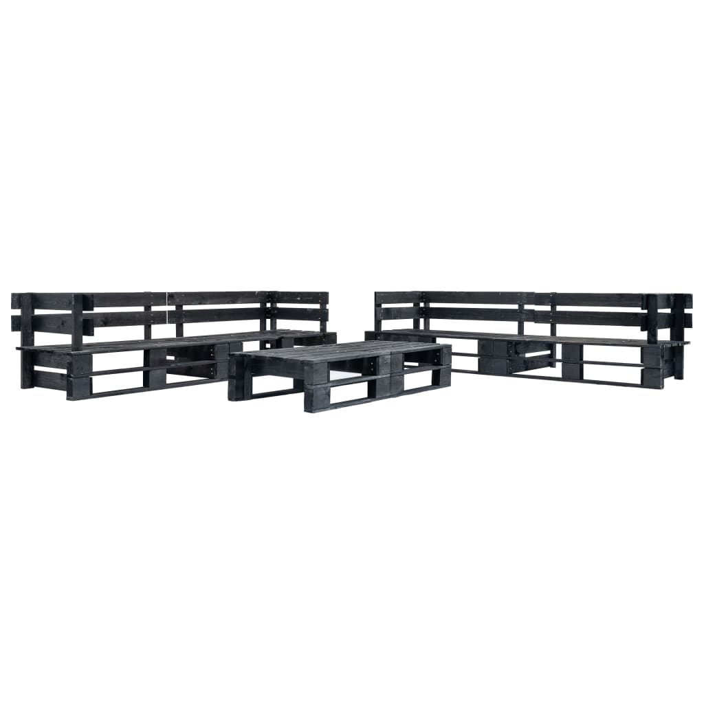 Set Divani da Giardino su Pallet 6 pz Nero in Legno cod mxl 49924