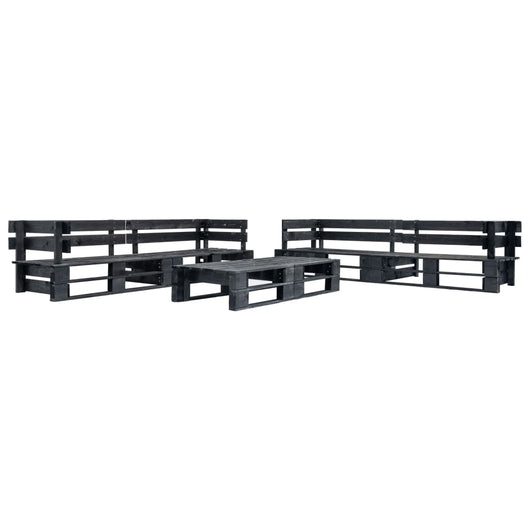 Set Divani da Giardino su Pallet 6 pz Nero in Legno cod mxl 49924