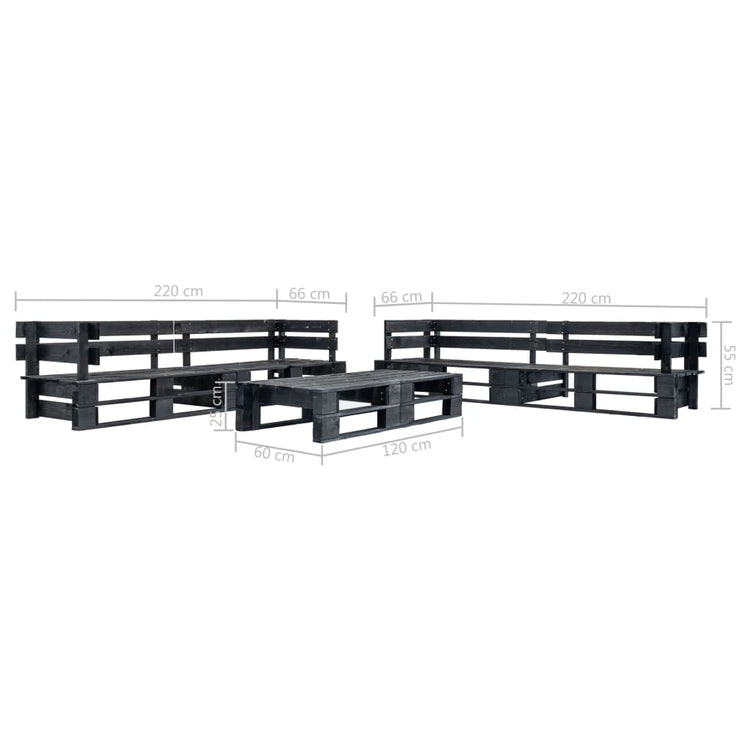 Set Divani da Giardino su Pallet 6 pz Nero in Legno cod mxl 49924