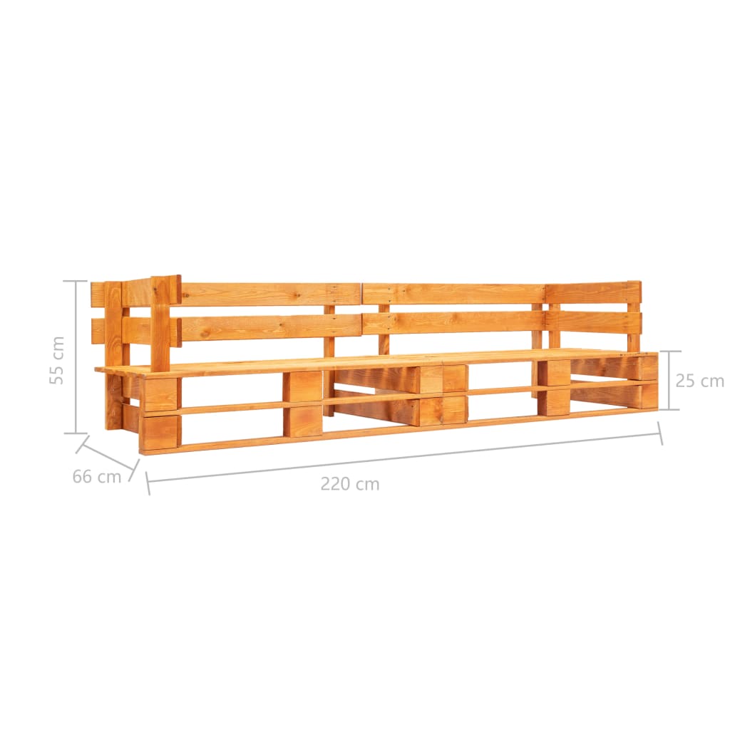 Divano da Giardino su Pallet 2 Posti Marrone Miele in Legno cod mxl 49898