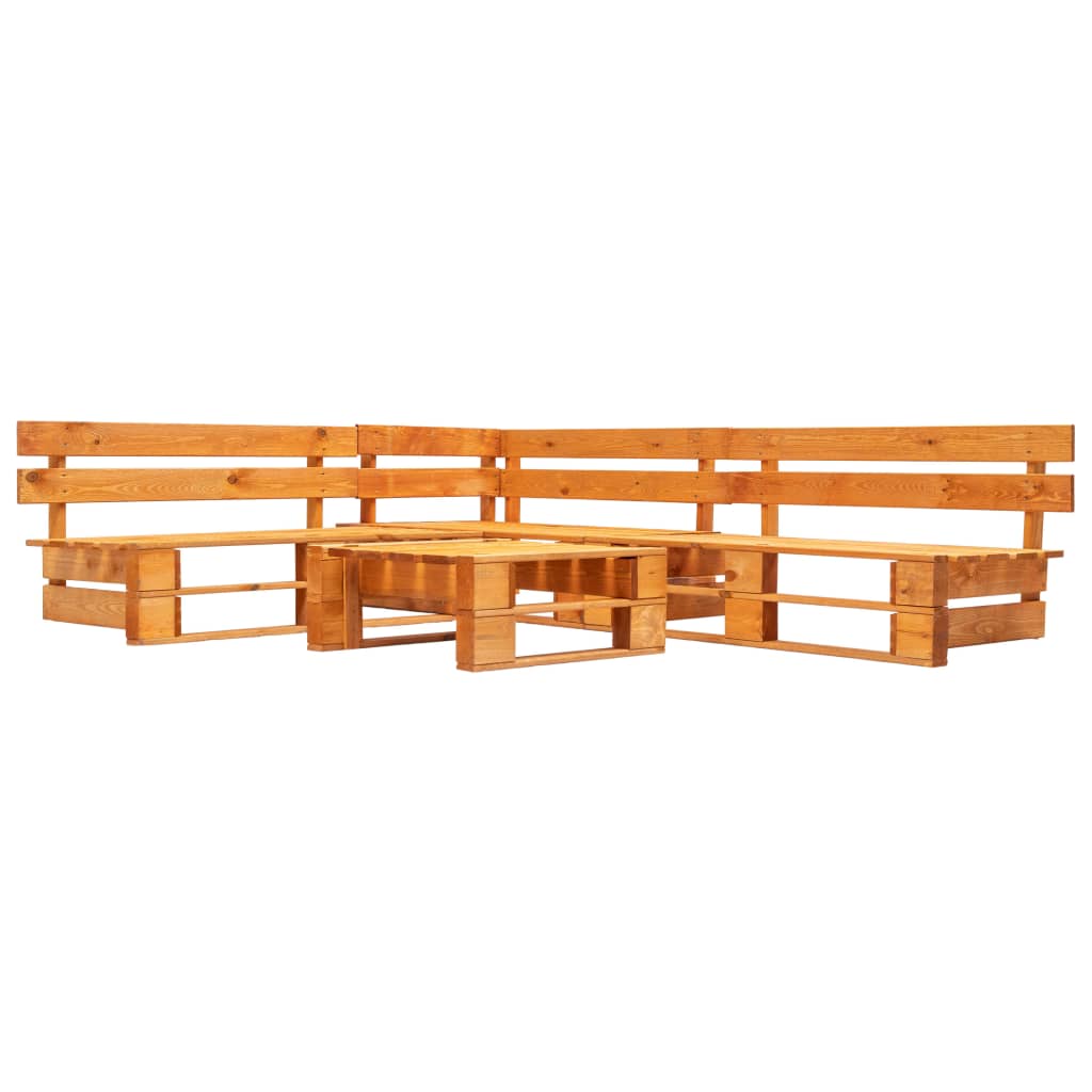 Set Divani da Giardino su Pallet 4 pz Cuscini Rossi in Legno 277456