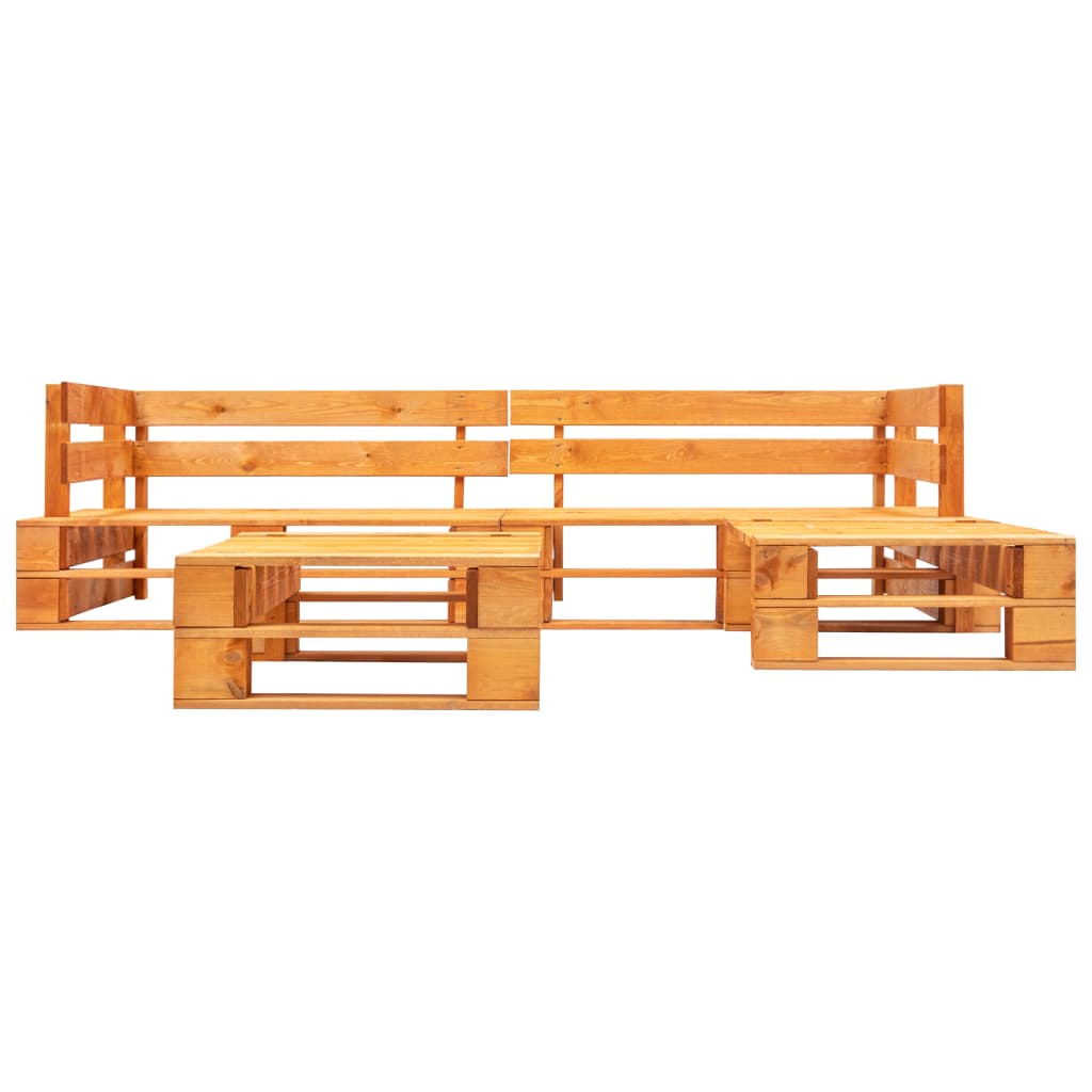 Set Divani da Giardino su Pallet 4 pz Marrone Miele in Legno 277457